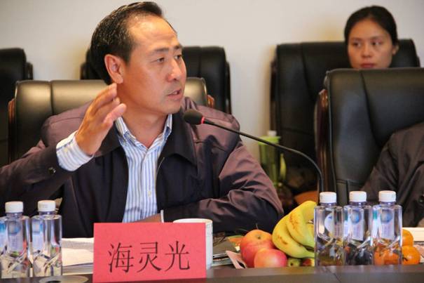 海南省內(nèi)蒙古商會會長、內(nèi)蒙古農(nóng)牧業(yè)產(chǎn)業(yè)化龍頭企業(yè)協(xié)會海南辦事處主任海靈光介紹對接情況.JPG